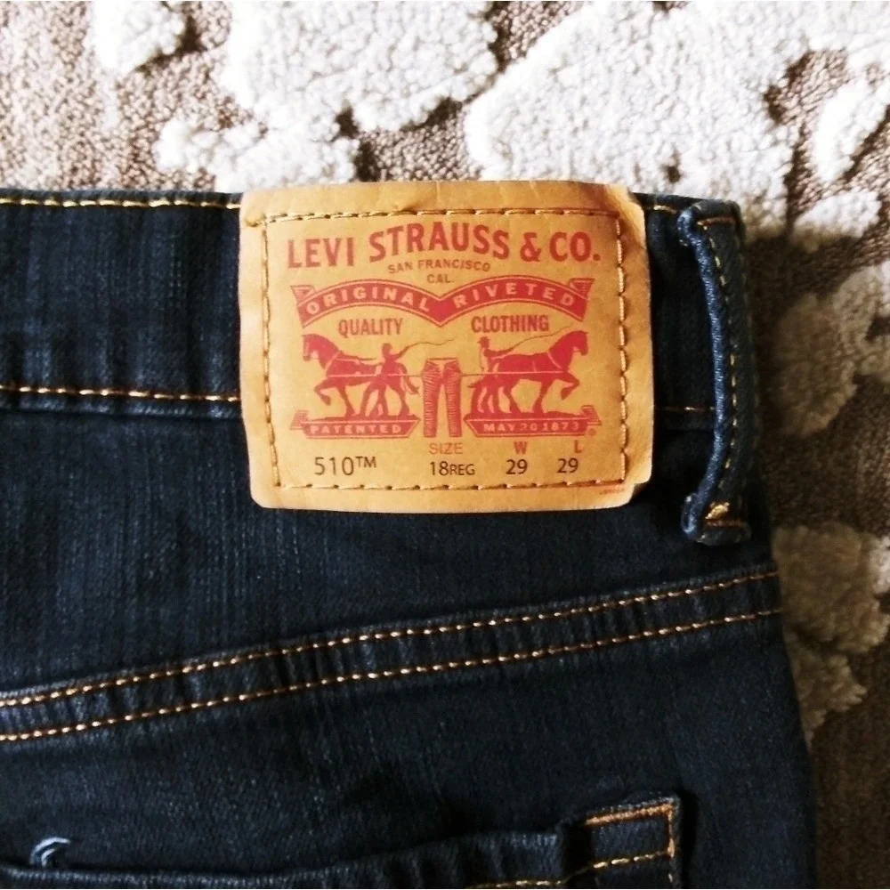 Levis‎ 510 Skinny Jeans Mens 29x29 Dark Indigo Blue Denim 5510-02W